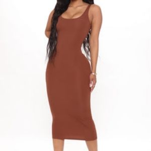 Brown Midi Bodycon Dress - Large - MOVING SALE